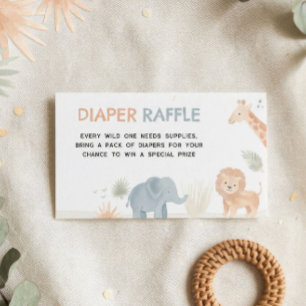Safari Baby Shower Blöja Lotteri Infogningskort W Tilläggskort