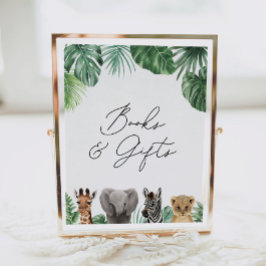 Safari Baby Shower Bokar och Gifts Sign Poster
