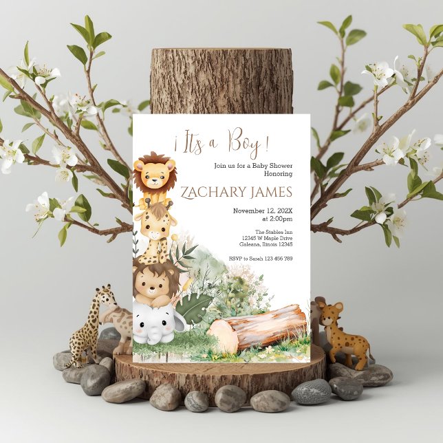 Safari Baby Shower Boy-inbjudan Inbjudningar (Skapare uppladdad)