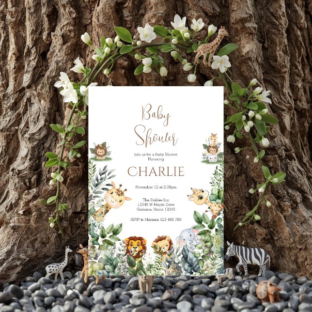 Safari Baby Shower Boy invitation Inbjudningar (Skapare uppladdad)