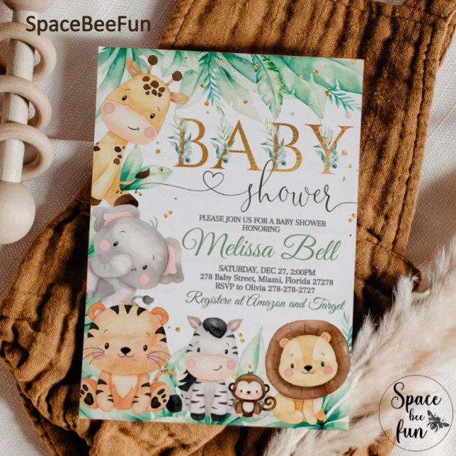 Safari Baby Shower BOY Vild Jungle animals Inbjudningar (Skapare uppladdad)
