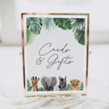 Safari Baby Shower Card and Gifts Sign