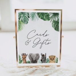 Safari Baby Shower Card and Gifts Sign Poster