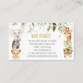 Safari Baby Shower Card för bok-begäran Placeringskort