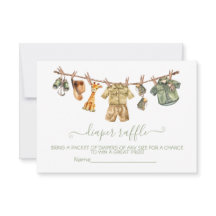Safari Baby Shower Clothesline Diaper Raffle Cards