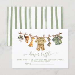 Safari Baby Shower Clothesline Diaper Raffle Cards Inbjudningar