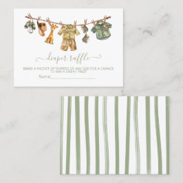 Safari Baby Shower Clothesline Diaper Raffle Cards Visitkort