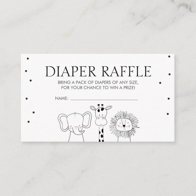 Safari Baby Shower Diaper Raffle Card Jungle Zoo Tilläggskort (Framsida)