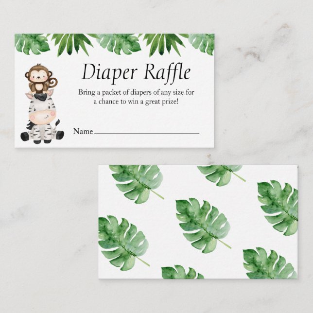 Safari Baby Shower Diaper Raffle Card Tilläggskort (Fram/baksida)
