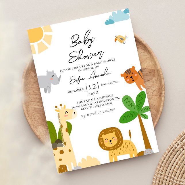 Safari Baby Shower för akut djurskog Inbjudningar (Skapare uppladdad)