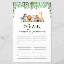 Safari Baby Shower Game - Baby ABC Flygblad