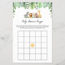 Safari Baby Shower Game - Baby Shower Bingo Flygblad