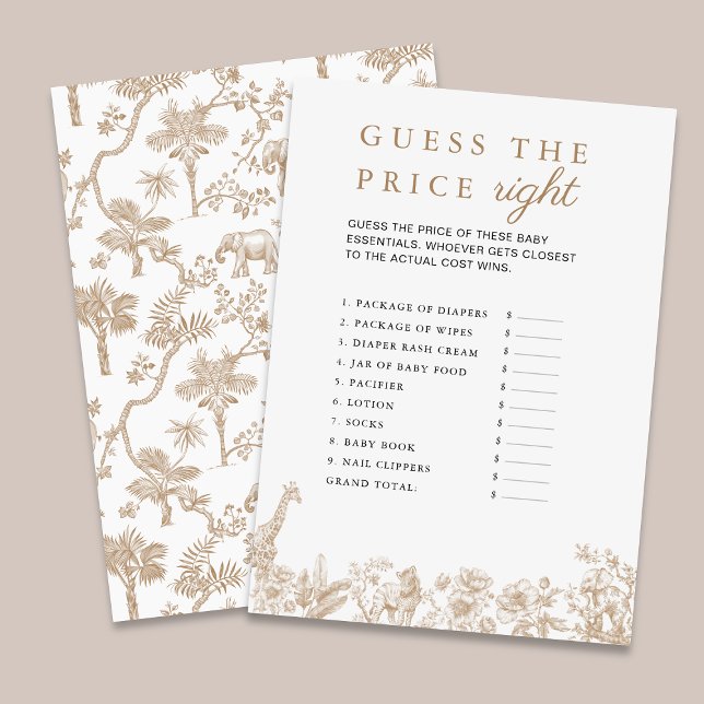 Safari Baby Shower Game Guess The Price Card Inbjudningar (Safari Baby Shower Game Guess The Price Card)