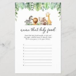 Safari Baby Shower Game - Namn that Baby Food Flygblad