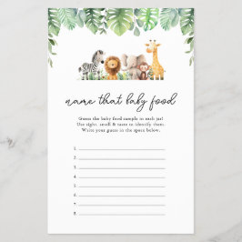 Safari Baby Shower Game - Namn that Baby Food Flygblad