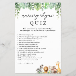 Safari Baby Shower Game Nursery Rhyme Quiz Flyer