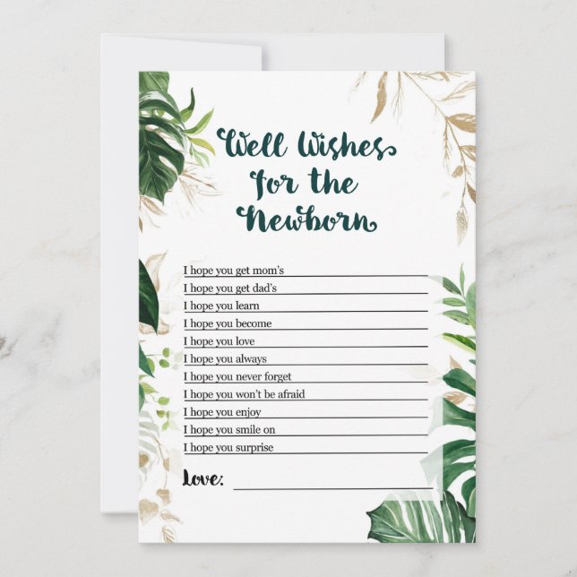 Safari Baby Shower Game - well Önskemål for Newbor Inbjudningar (Framsida)