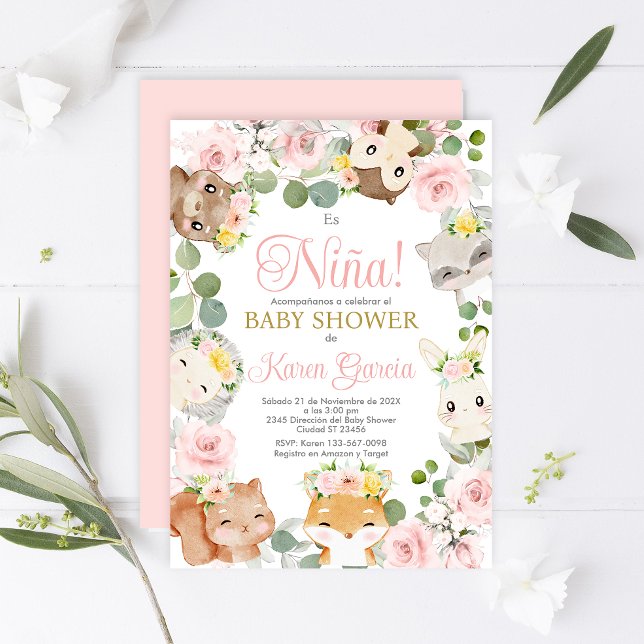 Safari Baby Shower Girl Spansk inbjudan (Skapare uppladdad)