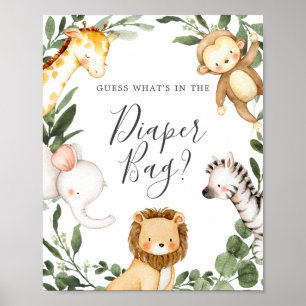 Safari Baby Shower Gissa vad som finns i tidningsb Poster