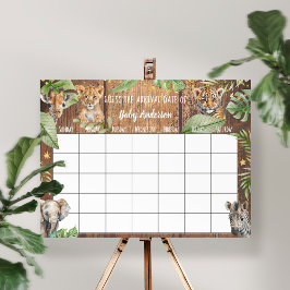 Safari Baby Shower gissar Förfallodatumkalender Po Poster