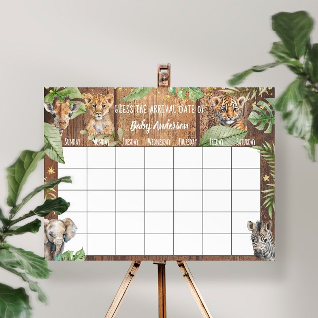 Safari Baby Shower gissar Förfallodatumkalender Po Poster (Skapare uppladdad)