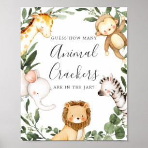 Safari Baby Shower gissar hur många djurkrackninga Poster