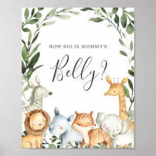 Safari Baby Shower gissar hur stort är Mamma Belly Poster