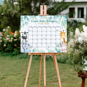 Safari Baby Shower gissning förfallodatumkalender Poster