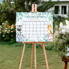 Safari Baby Shower gissning förfallodatumkalender Poster
