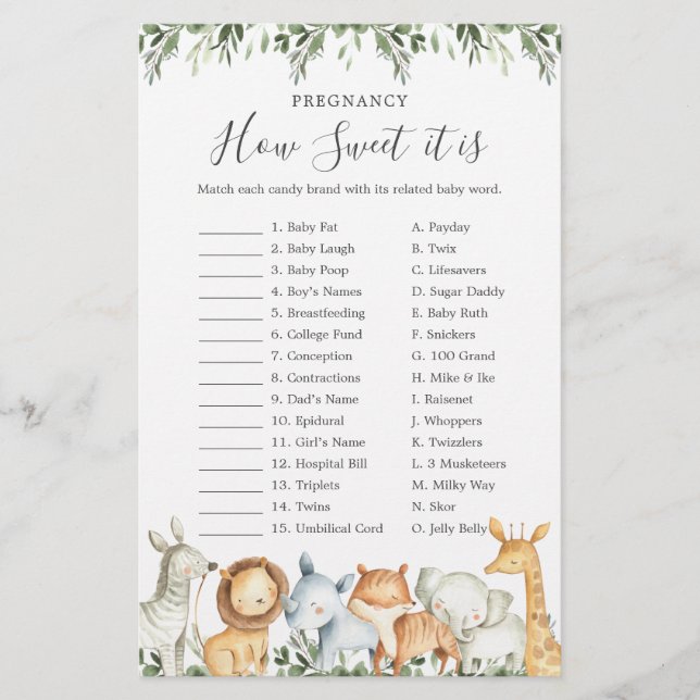 Safari Baby Shower Gravid hur söt det är att leka (Framsida)