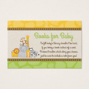Safari Baby Shower har ett Bok-kort Visitkort