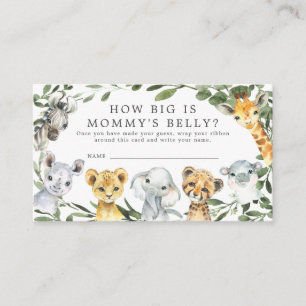 Safari Baby Shower Hur stort är Mamma Belly Card Tilläggskort