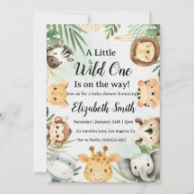 Safari baby shower inbjudan