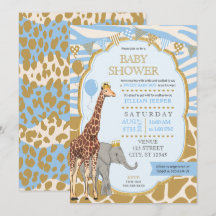Safari Baby Shower-inbjudan - Blue Boy