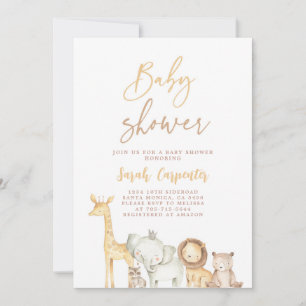 Safari Baby Shower-inbjudan för enkel Elegant Inbjudningar