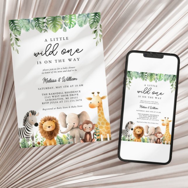 Safari Baby Shower-inbjudan Inbjudningar (Wild One Safari Baby Shower Invitation)