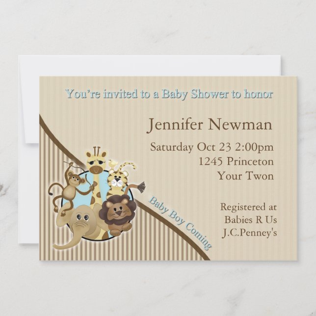 Safari Baby Shower-inbjudan Inbjudningar (Framsida)