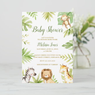 Safari Baby Shower-inbjudan Jungle GenderNeutral Inbjudningar