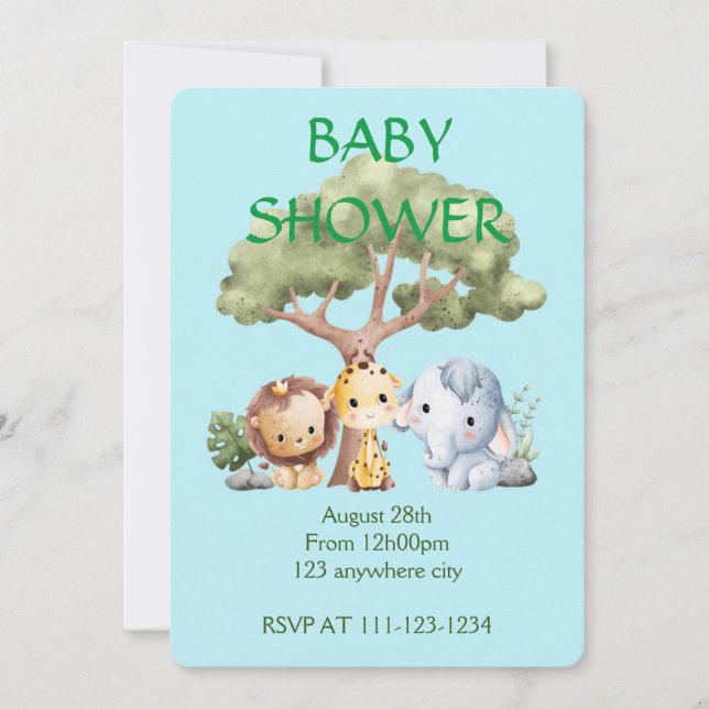SAFARI BABY SHOWER-INBJUDANDE SPARA DATUMET (Framsida)