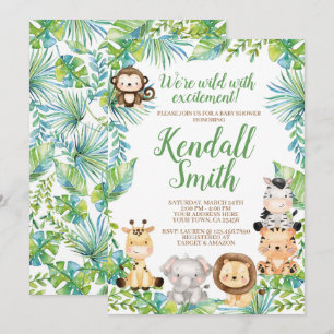 Safari Baby Shower Inbjudningar