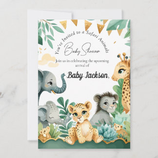 Safari Baby Shower Inbjudningar