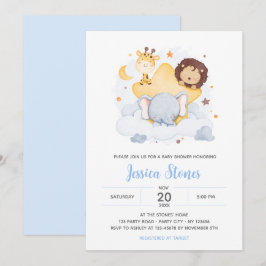 Safari Baby Shower-inbjudningar på Star Måne Himla Inbjudningar
