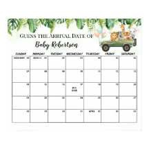 Safari Baby Shower Jungle gissa förfallodatumkalen