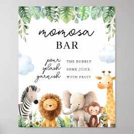 Safari Baby Shower Momosa Pub-tecken Poster