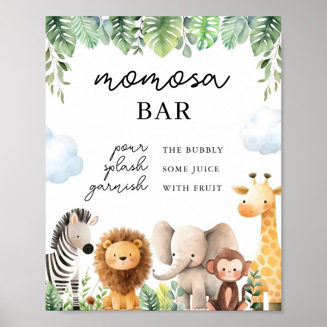 Safari Baby Shower Momosa Pub-tecken Poster (Framsidan)