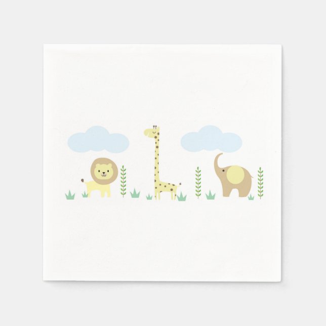 Safari Baby Shower Napkins Pappersservett (Framsidan)