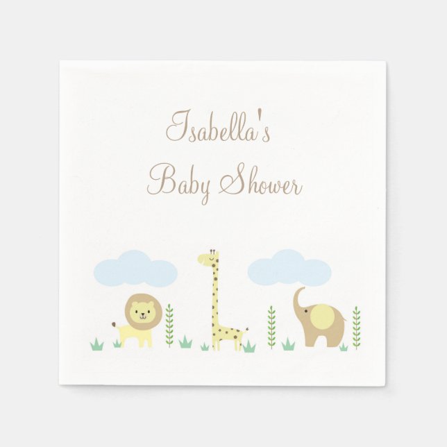Safari Baby Shower Napkins Pappersservett (Framsidan)