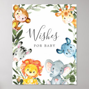 Safari Baby Shower Önskemål för Baby-tecken Poster