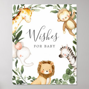 Safari Baby Shower Önskemål för Baby-tecken Poster
