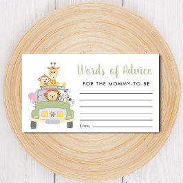 Safari Baby Shower Ord of Advice Tilläggskort
